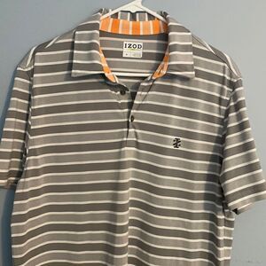 IZOD Golf Men’s Medium Grey Striped Nylon polo